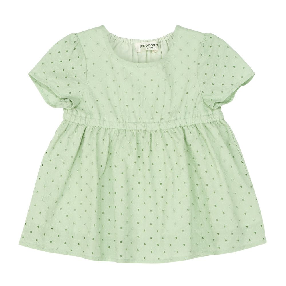 子供服 女の子 花柄レース Aライン Tシャツ グリーン(08) 正面