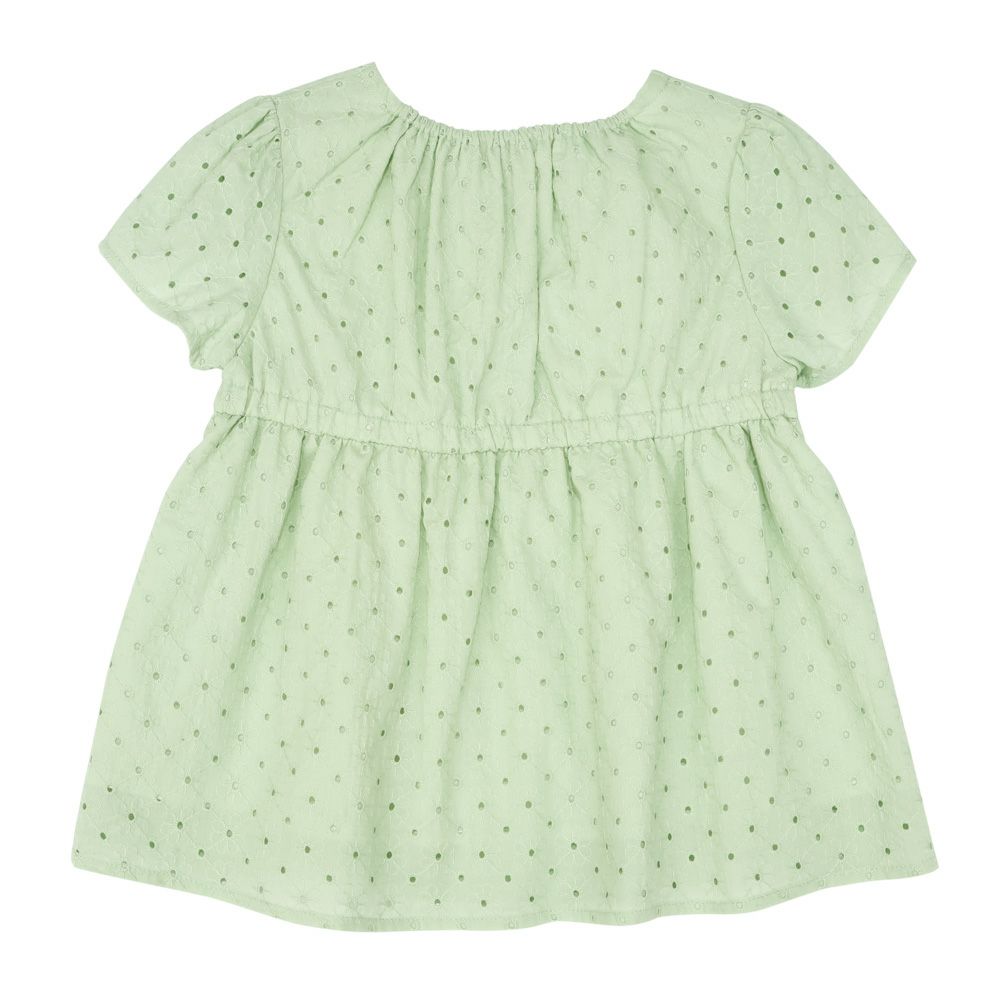 子供服 女の子 花柄レース Aライン Tシャツ グリーン(08) 背面