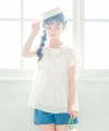 子供服 女の子 花柄レース Aライン Tシャツ オフホワイト(11) モデル画像1