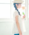 子供服 女の子 花柄レース Aライン Tシャツ オフホワイト(11) モデル画像2