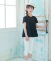 子供服 女の子 フリル切替 Tシャツ ブラック(00) モデル画像アップ