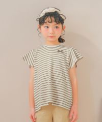 子供服 女の子 リボン付き ボーダー柄 Tシャツ