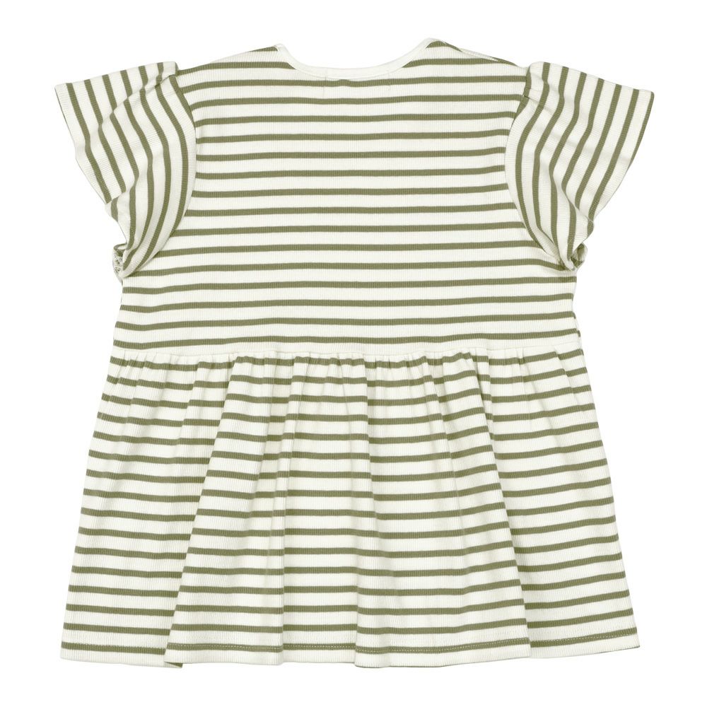 子供服 女の子 リボン付き ボーダー柄 Tシャツ グリーン(08) 背面