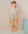 子供服 女の子 リボン付き ボーダー柄 Tシャツ ベージュ(51) モデル画像アップ