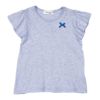 子供服 女の子 リボン付き ボーダー柄 Tシャツ ブルー杢(62) 正面