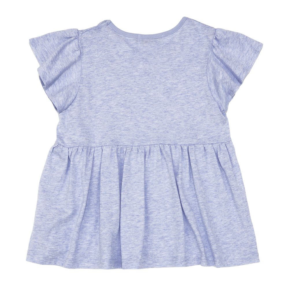 子供服 女の子 リボン付き ボーダー柄 Tシャツ ブルー杢(62) 背面