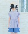 子供服 女の子 リボン付き ボーダー柄 Tシャツ ブルー杢(62) モデル画像3
