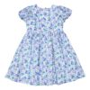 子供服 女の子 日本製 綿100％ 花柄 リボン付き ワンピース ブルー(61) 背面