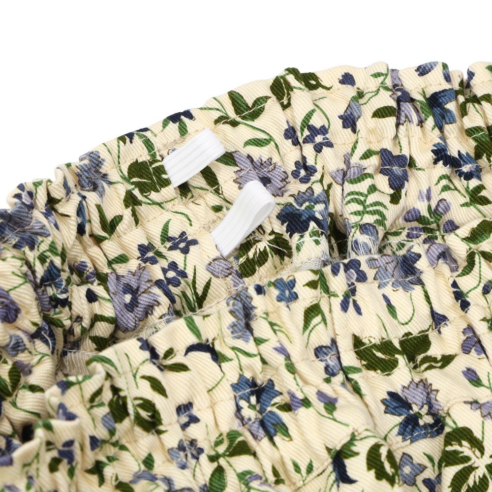 子供服 女の子 日本製 綿100％ 花柄 左右ポケット付き キュロットパンツ ネイビー(06) デザインポイント2