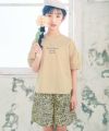 子供服 女の子 日本製 綿100％ 花柄 左右ポケット付き キュロットパンツ ネイビー(06) モデル画像アップ