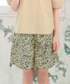 子供服 女の子 日本製 綿100％ 花柄 左右ポケット付き キュロットパンツ ネイビー(06) モデル画像1
