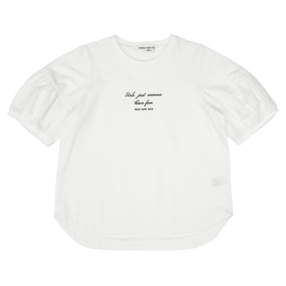 子供服 女の子 綿100％ 5分袖 ロゴプリント Tシャツ オフホワイト(11) 正面
