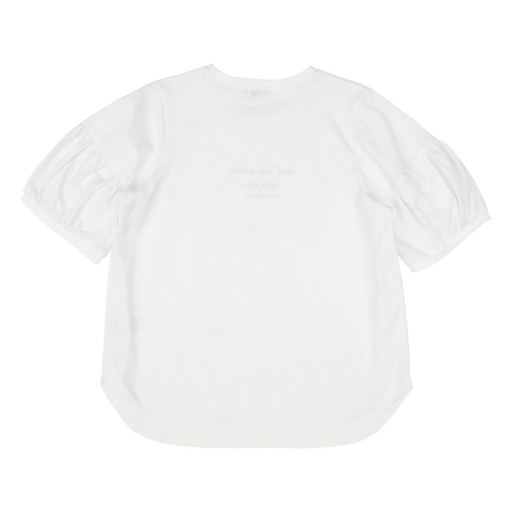 子供服 女の子 綿100％ 5分袖 ロゴプリント Tシャツ オフホワイト(11) 背面