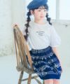 子供服 女の子 綿100％ 5分袖 ロゴプリント Tシャツ オフホワイト(11) モデル画像2
