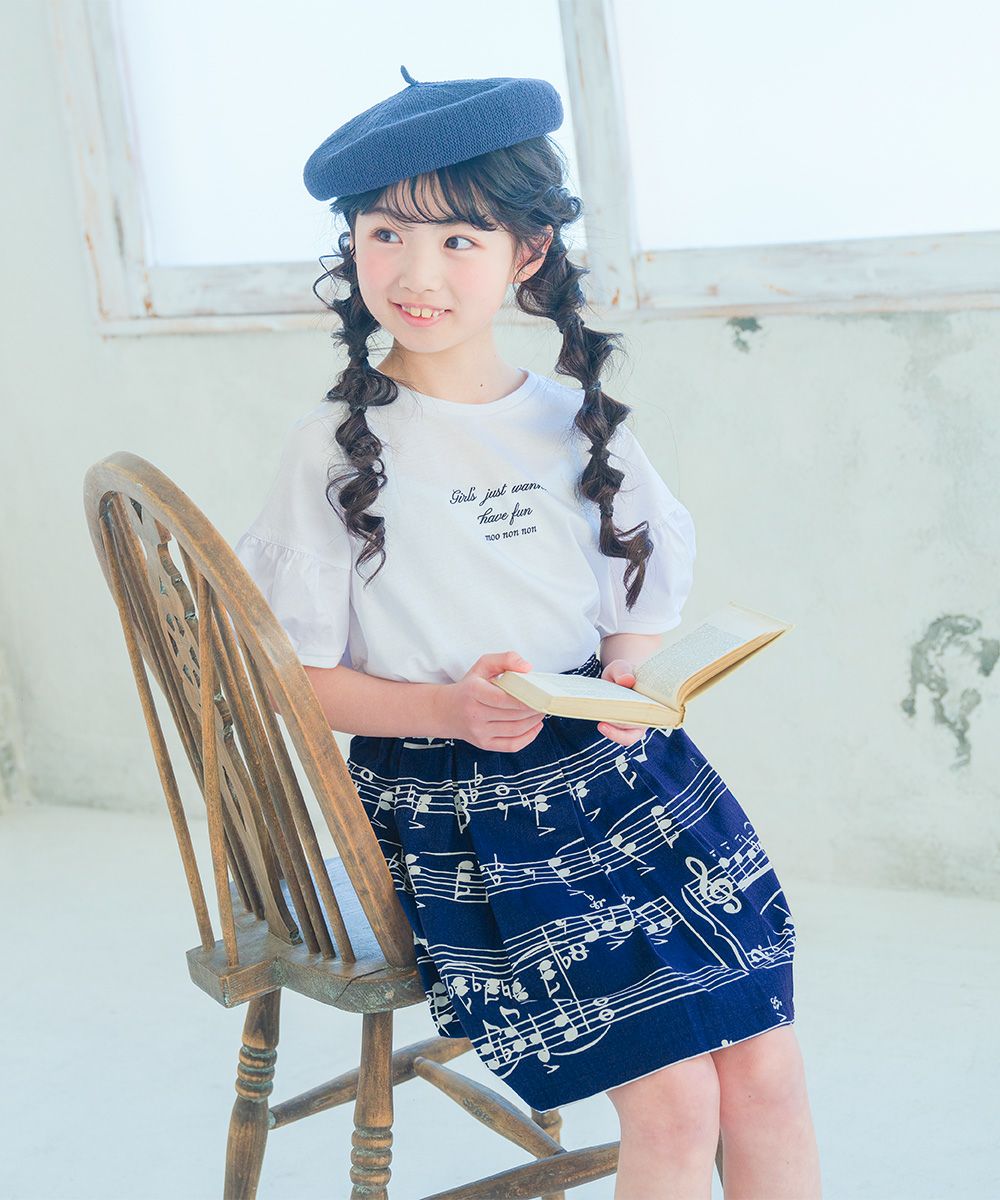 子供服 女の子 綿100％ 5分袖 ロゴプリント Tシャツ オフホワイト(11) モデル画像3