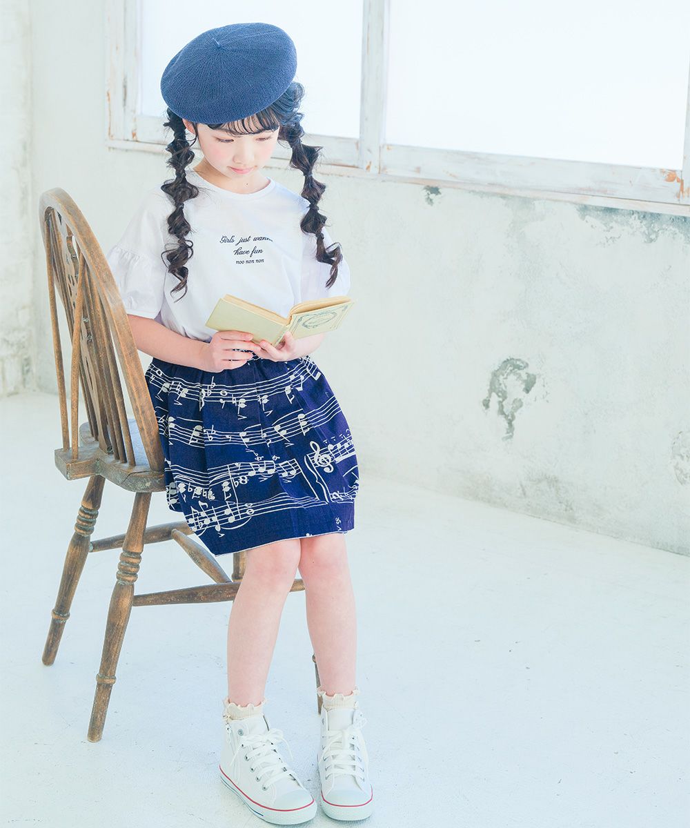 子供服 女の子 綿100％ 5分袖 ロゴプリント Tシャツ オフホワイト(11) モデル画像4