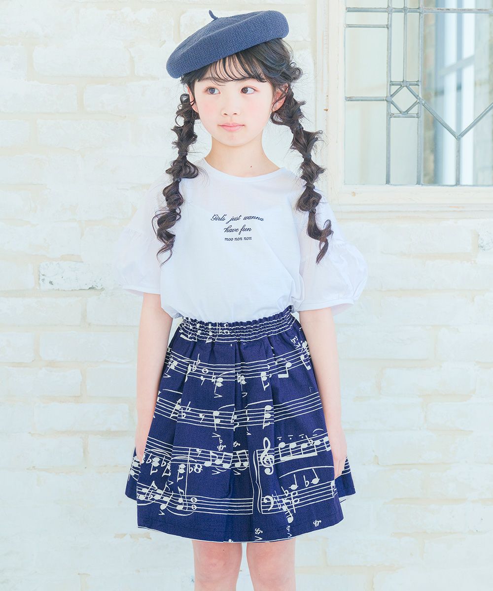 子供服 女の子 綿100％ 5分袖 ロゴプリント Tシャツ オフホワイト(11) モデル画像5