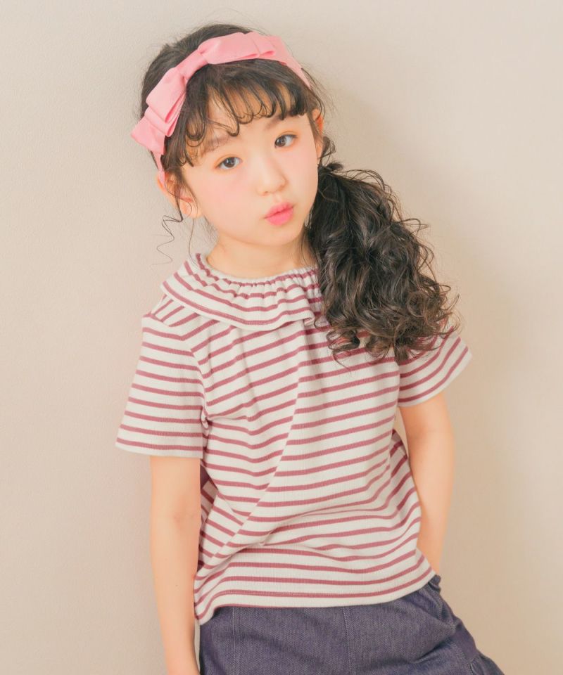 ベビー服 女の子 フリル衿 ボーダー ベーシック Tシャツ