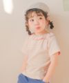 ベビー服 女の子 フリル衿 ボーダー ベーシック Tシャツ ピンク(02) モデル画像アップ