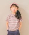 ベビー服 女の子 フリル衿 ボーダー ベーシック Tシャツ ショッキングピンク(21) モデル画像1