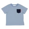 ベビー服 男の子 綿100％ デニム ポケット付  Tシャツ ブルー(61) 正面