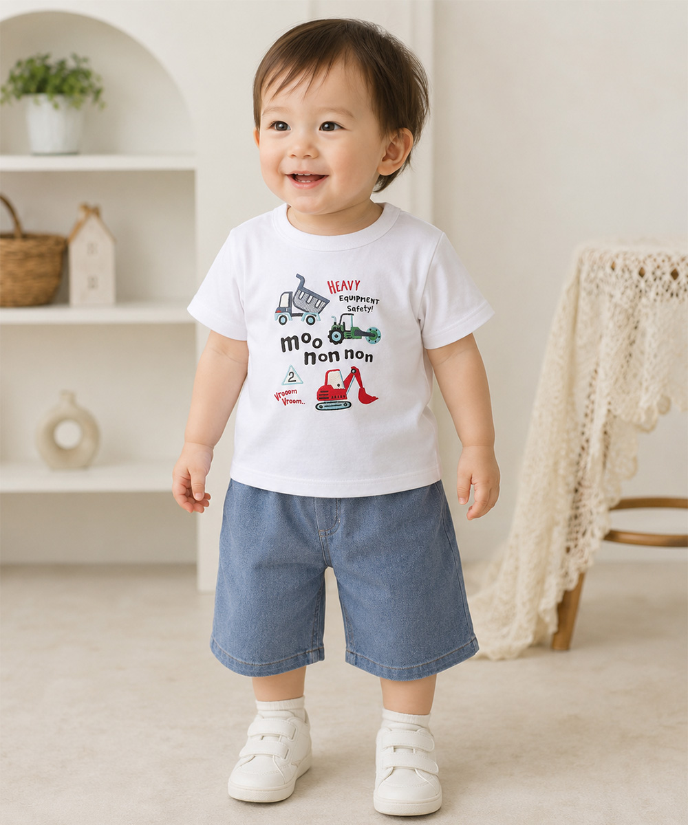 ベビー服 男の子 インディゴ染め ウエストゴム デニム ブルー(61) モデル画像2