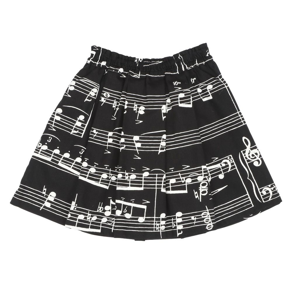子供服 女の子 綿100％  音符 スカート ブラック(00) 正面
