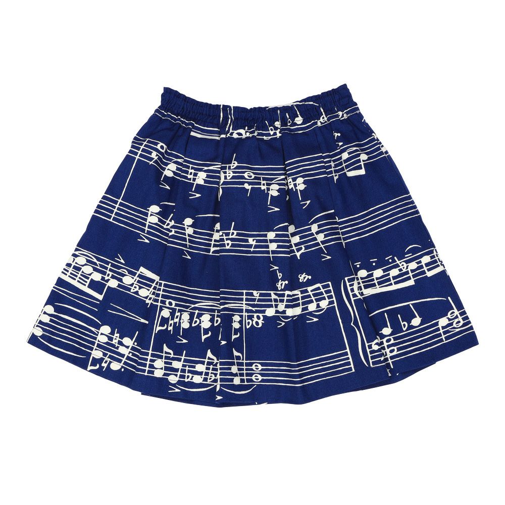 子供服 女の子 綿100％  音符 スカート ブルー(61) 正面