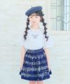 子供服 女の子 綿100％  音符 スカート ブルー(61) モデル画像アップ