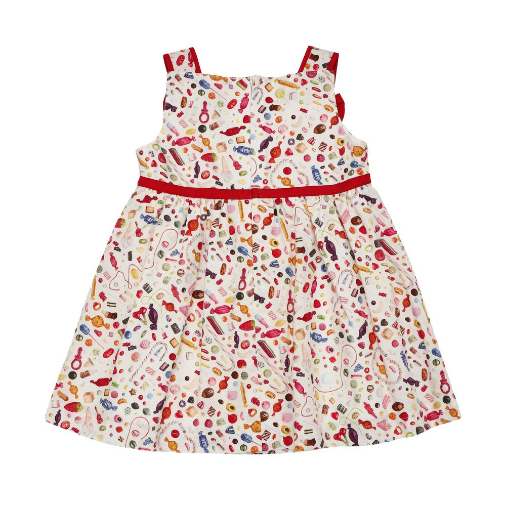 ベビー服 女の子 日本製 リバティプリント使用 スイーツ柄 ワンピース レッド(03) 背面