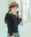 子供服 女の子 フリル襟 リブ Tシャツ ブラック(00) モデル画像全身