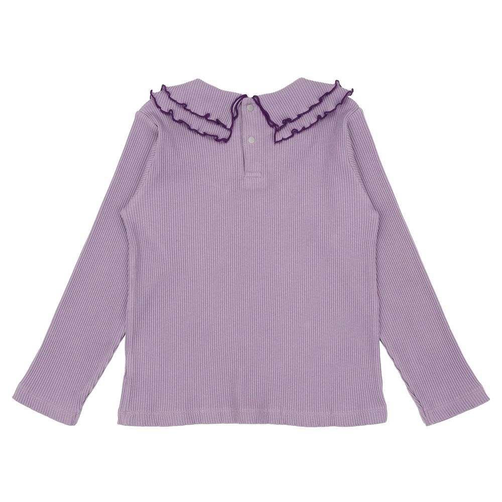 子供服 女の子 フリル襟 リブ Tシャツ パープル(91) 背面