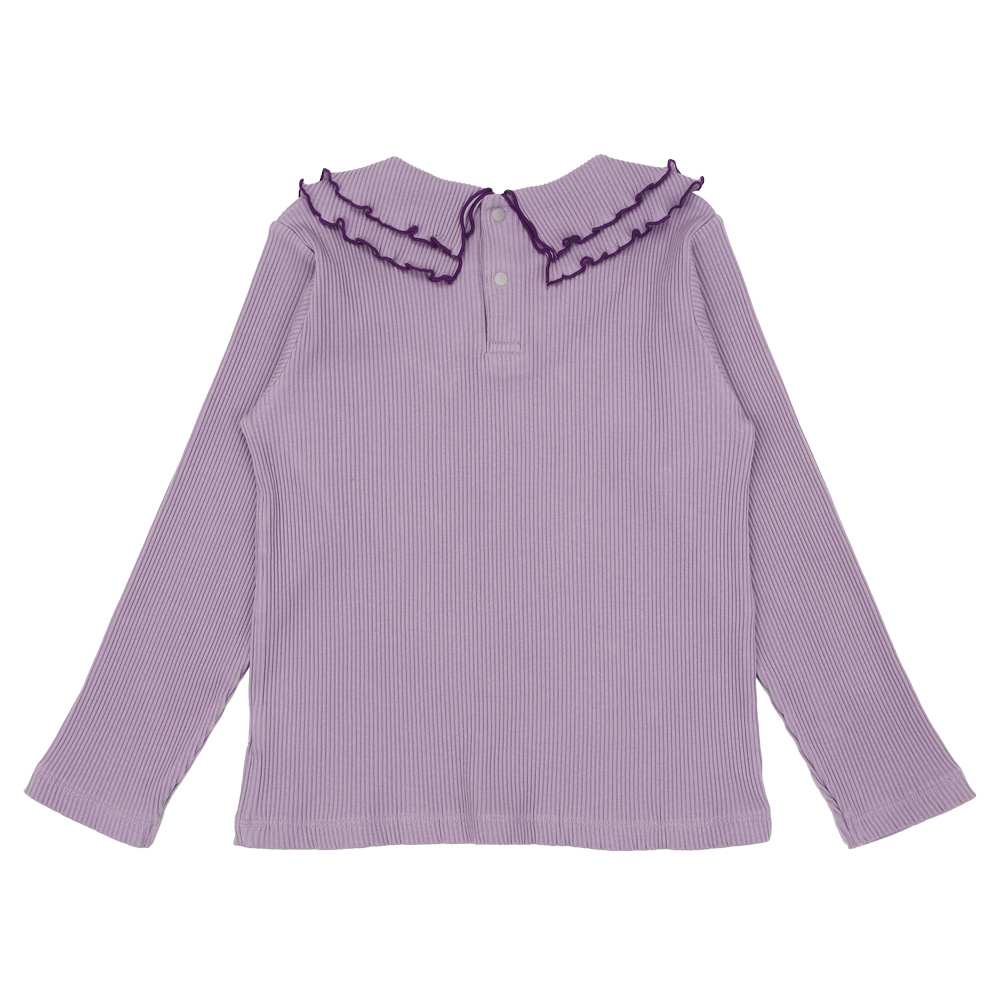 子供服 女の子 【TIME SALE】フリル襟 リブ Tシャツ パープル(91) 背面