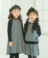 ベビー服 女の子 千鳥格子 後ろリボン付き ワンピース ホワイト×ブラック(10) モデル画像3