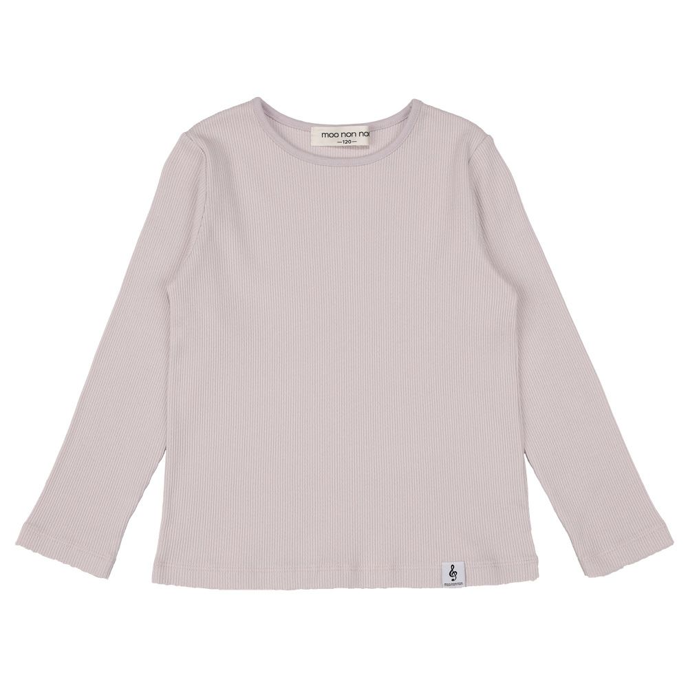 ベビー服 女の子 綿100％ リブ素材 長袖 Tシャツ ピンク(02) 正面