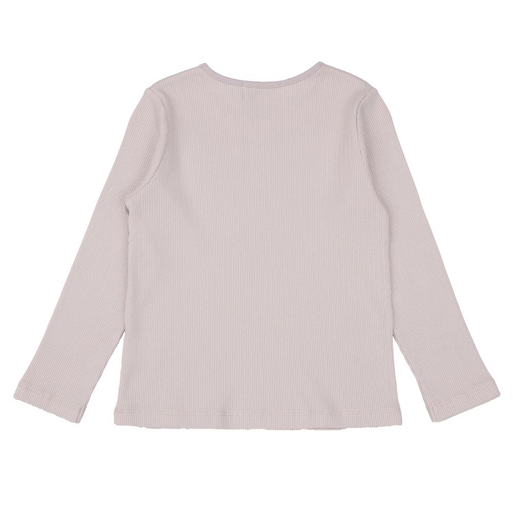 ベビー服 女の子 綿100％ リブ素材 長袖 Tシャツ ピンク(02) 背面