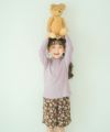 ベビー服 女の子 綿100％ リブ素材 長袖 Tシャツ ピンク(02) モデル画像全身