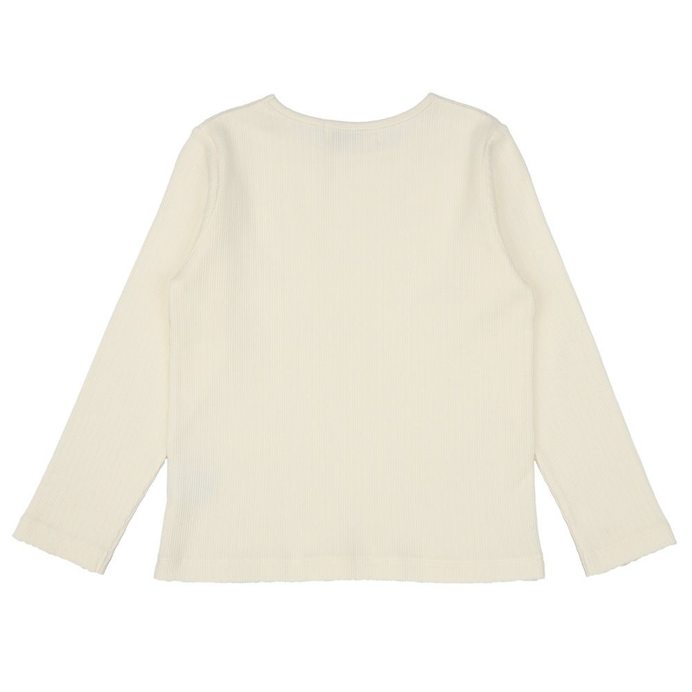 ベビー服 女の子 綿100％ リブ素材 長袖 Tシャツ オフホワイト(11) 背面