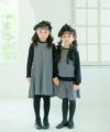 ベビー服 女の子 千鳥格子 袖切替えデザイン 長袖 Tシャツ ホワイト×ブラック(10) モデル画像3