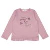 ベビー服 女の子 綿100％　裾フリル 刺繍 ロゴ Tシャツ ピンク(02) 正面