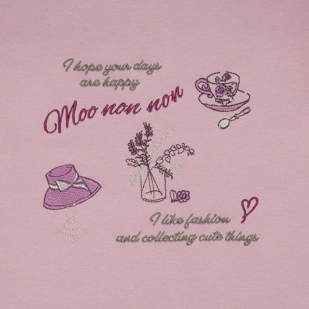 ベビー服 女の子 綿100％　裾フリル 刺繍 ロゴ Tシャツ ピンク(02) デザインポイント2