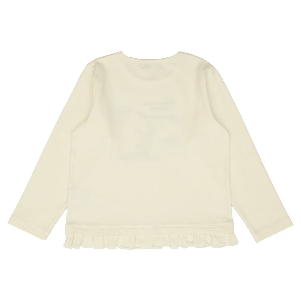 ベビー服 女の子 綿100％　裾フリル 刺繍 ロゴ Tシャツ オフホワイト(11) 背面