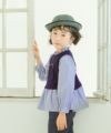 ベビー服 女の子 切り替え フリル袖 シャツ ネイビー(06) モデル画像3