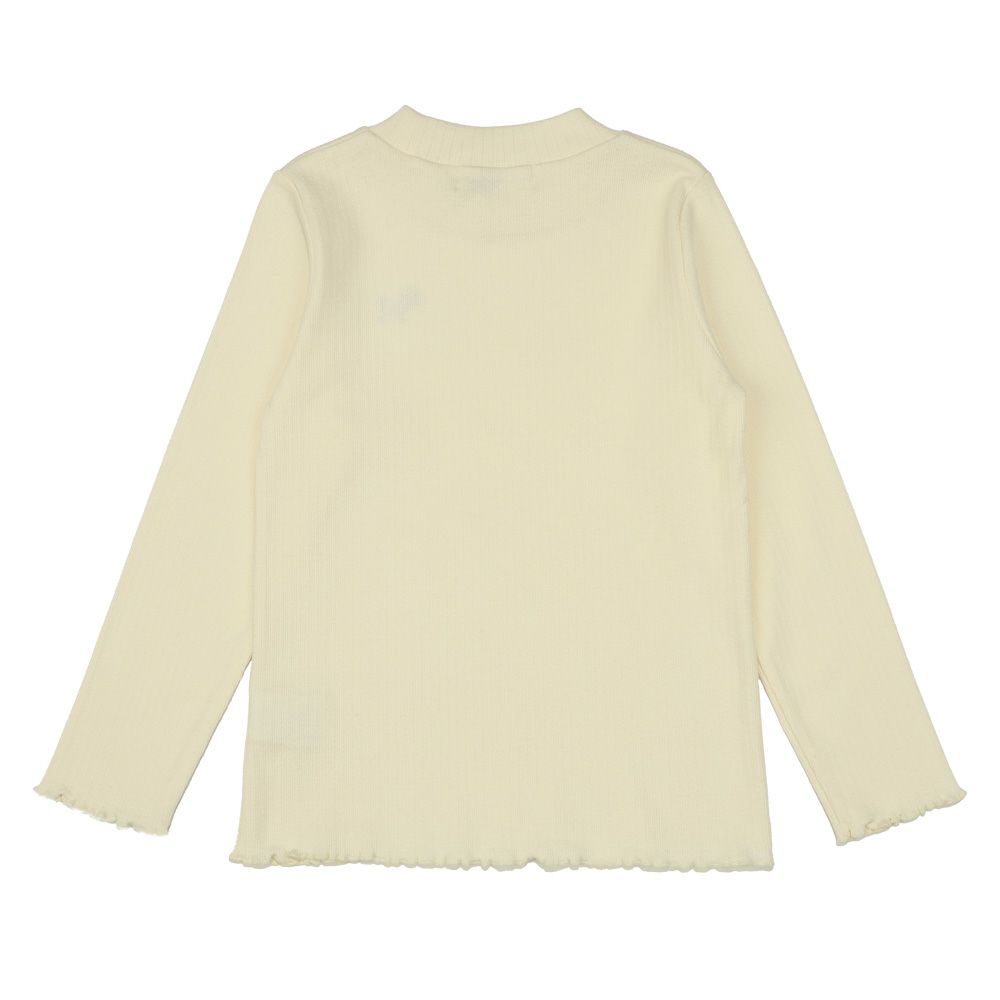 子供服 女の子 ワンポイント ドッグ 犬 刺繍 長袖 Tシャツ アイボリー(12) トルソー背面