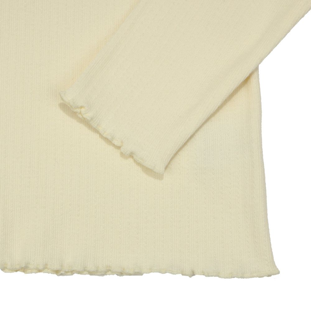 子供服 女の子 ワンポイント ドッグ 犬 刺繍 長袖 Tシャツ アイボリー(12) トルソー正面