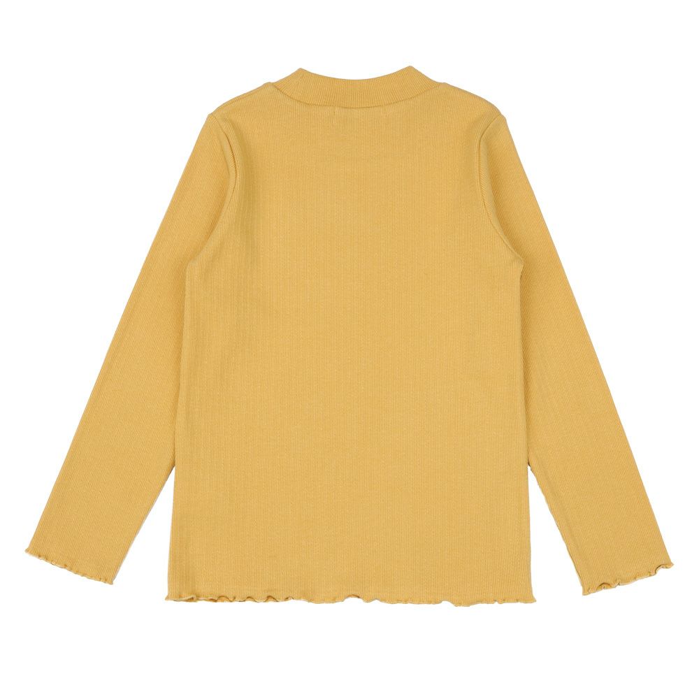 子供服 女の子 ワンポイント ドッグ 犬 刺繍 長袖 Tシャツ イエロー(04) 背面