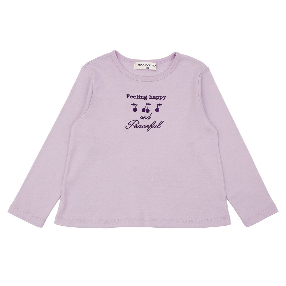 子供服 女の子 バックリボン チェリー柄 トレーナー パープル(91) 正面