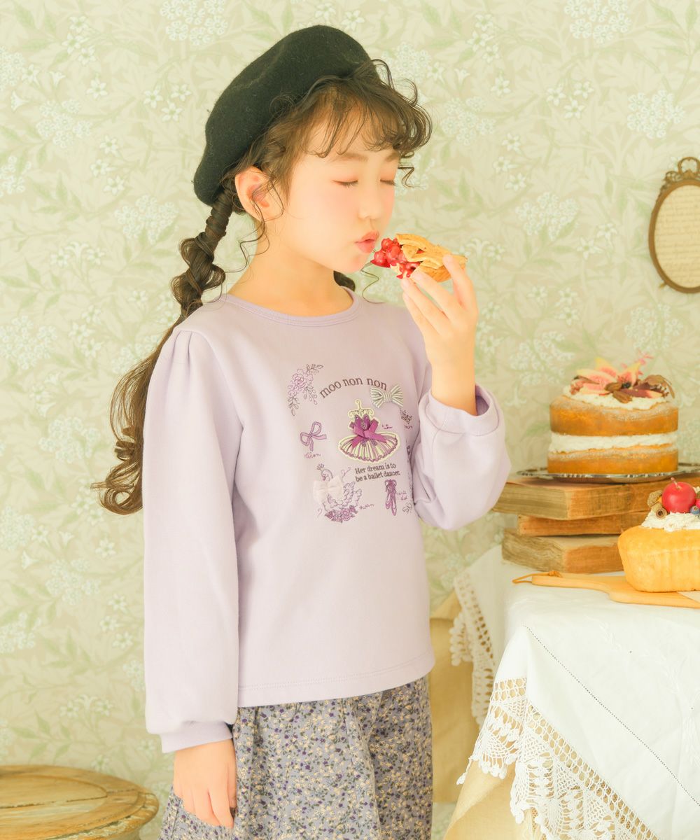ベビー服 女の子 バレエモチーフ 刺繍 裏毛トレーナー