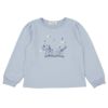 ベビー服 女の子 音符　刺繍　ラインストーン トレーナー ブルー(61) 正面