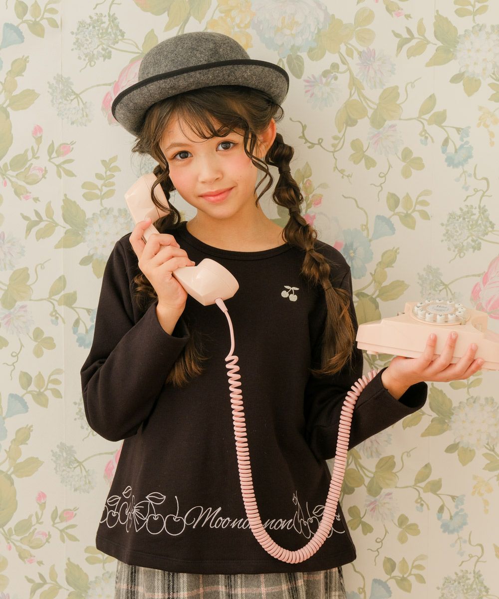 ベビー服 女の子 キッズ ジュニア おんなのこ さくらんぼ リボン 刺繍 ブラック(00) モデル画像1